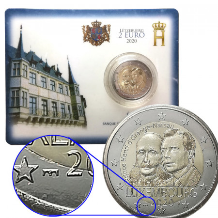 2020 * 2 Euro LUXEMBOURG "200th Birth of Henry of Orange-Nassau - Version 2" Coincard BU