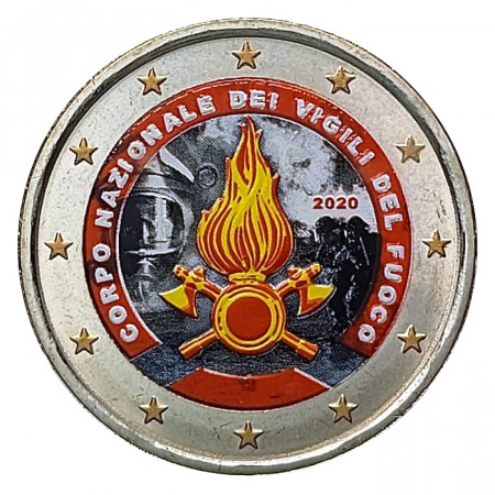 2020 * 2 Euro ITALY "80th National Firefighters Corps " Colored Type 2