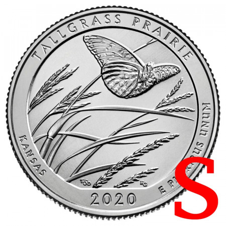 2020 * Quarter Dollar (25 Cents) United States "National Park - Tallgrass Preserve, Kansas" S UNC