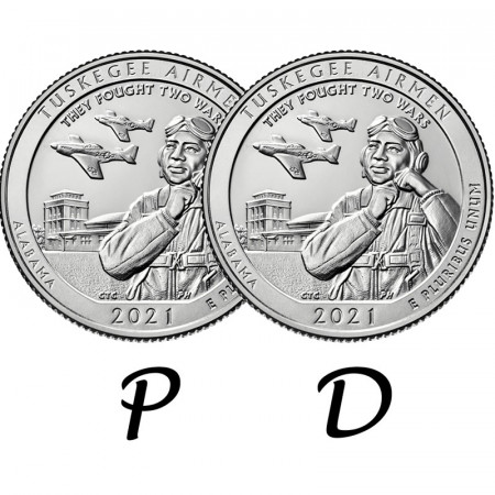 2021 * 2 x Quarter Dollar (25 Cents) United States "National Park - Tuskegee Airmen, Alabama" P+D