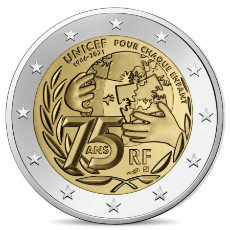 2021 * 2 Euro FRANCE "75 Years Since the Foundation of UNICEF" UNC