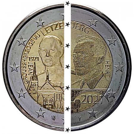 2021 * 2 Euro LUXEMBOURG "100 Birth of Jean Grand Duke"  RANDOM Version UNC