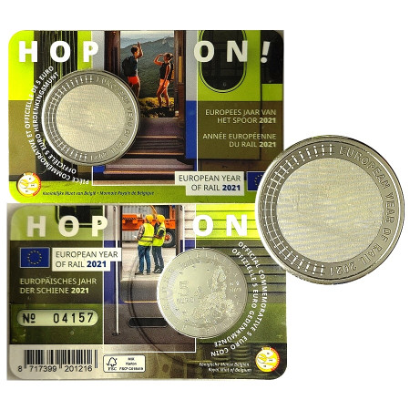 2021 * 5 Euro BELGIUM "European Year of Railways" Coincard BU