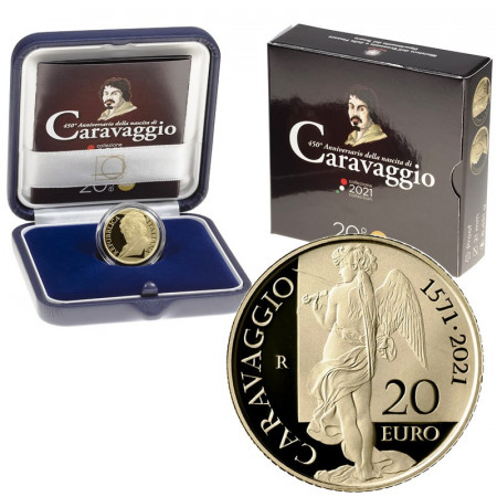 2021 * 20 Euro Gold ITALY "450th Anniversary of the Birth of Caravaggio" PROOF