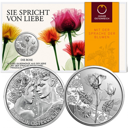 2021 * 10 Euro Silver AUSTRIA "Culturally Significant Flowers - The Rose" BU