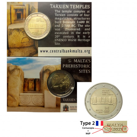 2021 * 2 Euro MALTA "Tarxien Temples - Version 2, Cornucopia" Coincard BU