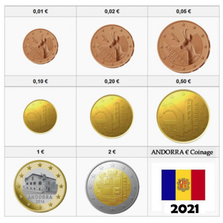 2021 * Series 8 Coins Euro ANDORRA BU