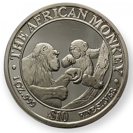 1999 * 10 Dollars Silver 1 OZ Somalia "African Monkey" BU
