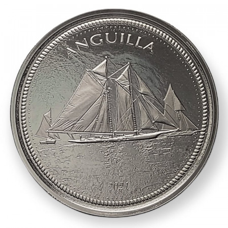 2021 * 2 Dollars Silver 1 OZ Eastern Caribbean - Anguilla "Sailing Regatta" BU