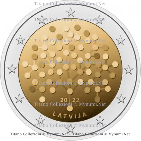 2022 * 2 Euro LATVIA "100 Establishment of the Bank of Latvia" UNC