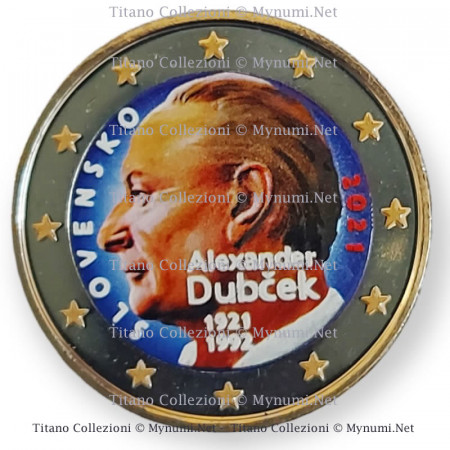 2021 * 2 Euro SLOVAKIA "100 Years Since the Birth of Alexander Dubcek" Colored