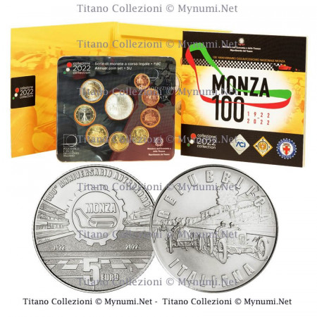 2022 * ITALY Official Euro Coin Set 9 Coins "Monza Circuit" BU