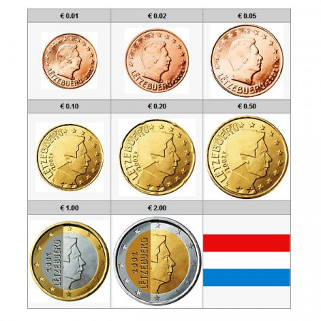 2022 * Series 8 Coins Euro LUXEMBOURG "Grand Duke Henri" UNC