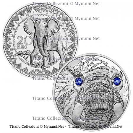 2022 * 20 Euro Silver AUSTRIA "AFRICA - The Serenity of the Elephant" PROOF