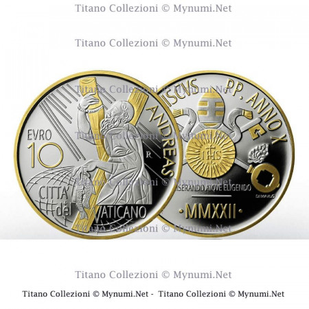 2022 * 10 Euro Silver-Gold VATICAN "The Twelve Apostles: Saint Andrew" PROOF