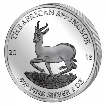 2018 * 1000 Francs CFA Silver 1 OZ Gabon "Springbok" BU