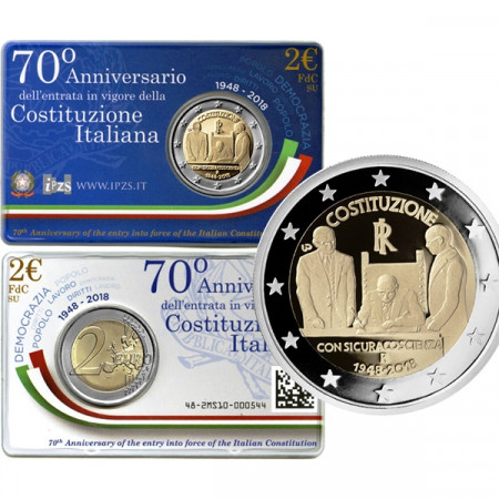 2018 * 2 Euro ITALY "70th Constitution of Italy" Coincard