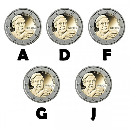 2018 * 2 Euro GERMANY "100 years Birth of Helmut Schmidt" - 5 Coins UNC