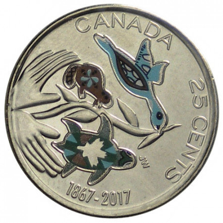 2017 * Quarter Dollar (25 Cents) Canada "150th Anniversary - My Canada, My Inspiration" Colored