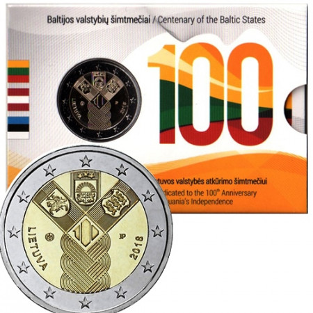 2018 * 2 Euro LITHUANIA "100th Independent Baltic States" Coincard