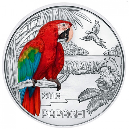 2018 * 3 Euro Colourful AUSTRIA "Ara Parrot" Colored BU