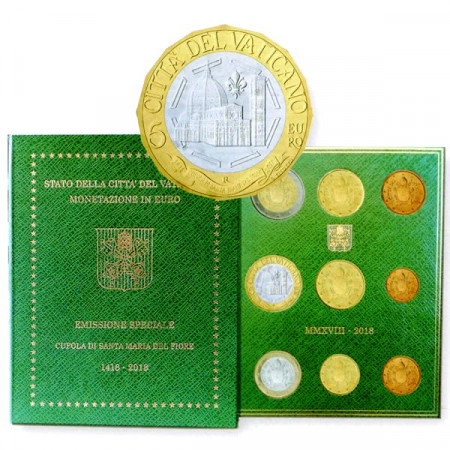 2018 * VATICAN Official Coinset 9 Coins "5 Euro - Saint Mary of the Flower" BU