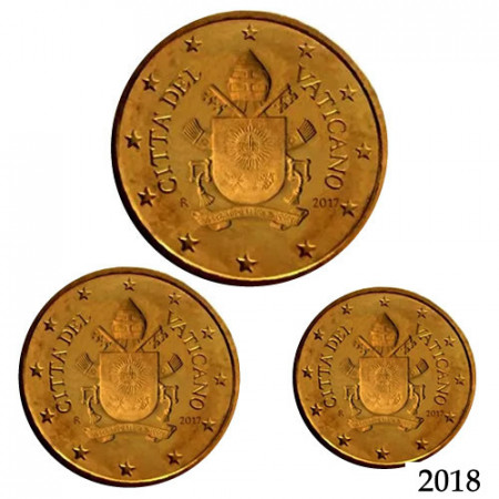 2018 * Set VATICAN 50, 20, 10 Cents "Coat of Arms of Pope Francis" Year V BU