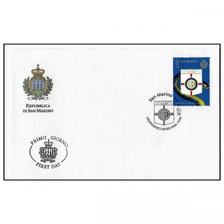 2018 * Philatelic Envelope Stamp San Marino 2 Euro First Day Stamp "Centodieci Inter 1908-2018"