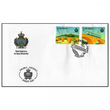 2018 * Philatelic Envelope Stamp San Marino 2 Valori 1,95 Euro First Day Stamp "Europa - Ponti"