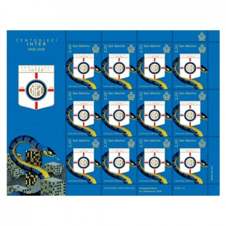 2018 * Sheet 12 Stamps San Marino 2,00 Euro "Centodieci Inter 1908-2018"