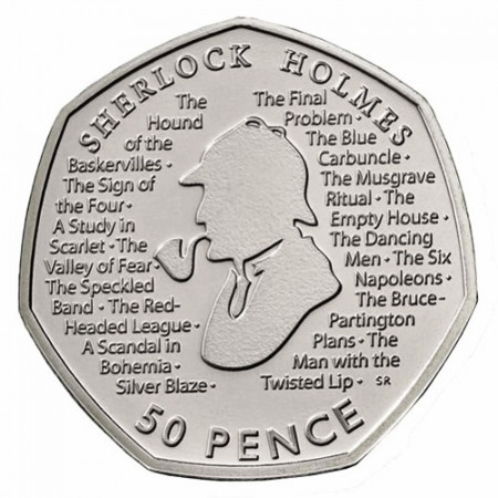 2019 * 50 Pence Great Britain "Sir Arthur Conan Doyle - Sherlock Holmes" UNC