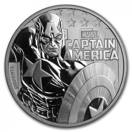 2019 * 1 Dollar Silver 1 OZ Tuvalu "Marvel - Captain America" BU