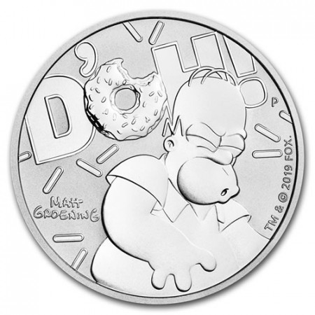 2019 * 1 Dollar Silver 1 OZ Tuvalu "Homer Simpson" BU