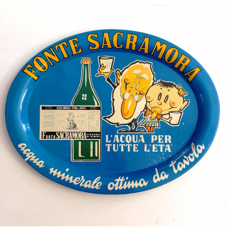 1960ca * Tin Tray "Fonte Sacramora, Rimini - L'Acqua per Tutte le Età" Italy (B)