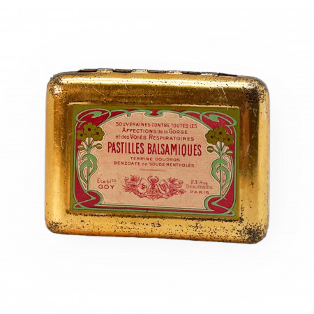 ND * Tin Jar, Box "Pastilles Balsamiques, Souveraines Contre Toutes Les Affections de La Gorge Et des Voies Respiratoires - 23 Rue Beautreilles Paris" (B)