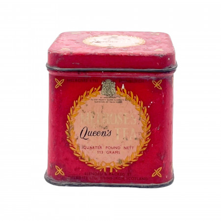 ND * Tin Jar, Box "Melrose's Queen's Tea" (B-)