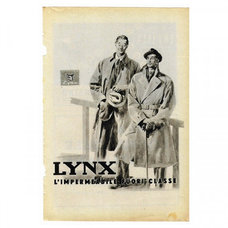 1942 * Advertising Original Raincoat LYNX "Fuori Classe" White/Black