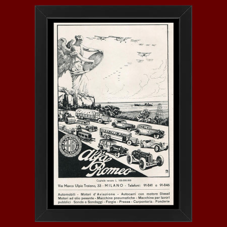 30's * Advertising Original "Alfa Romeo, Allegorie, Prodotti" Frame