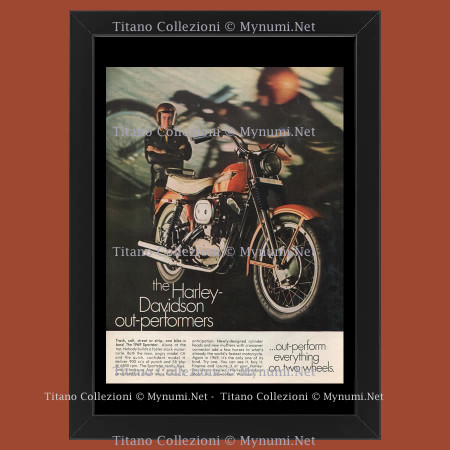 60's * Advertising Original "Harley-Davidson, Out Performer" Frame