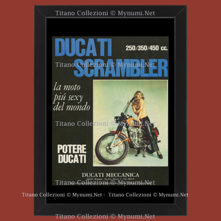 70's * Advertising Original "Ducati, Scrambler 250/350/450 cc." Frame