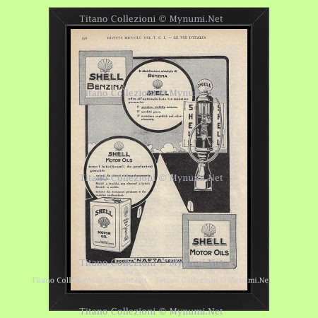 20's * Advertising Original "Shell, Il Distributore Stradale, Motor Oils" Frame