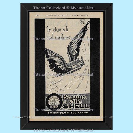 20's * Advertising Original "Shell, Le Due Ali del Motore" Frame