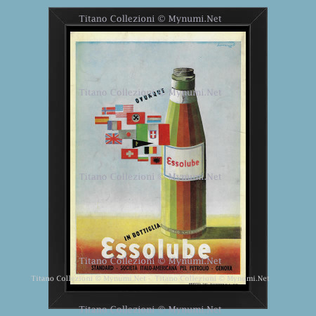 1940 * Original Advertising 'Bernazzoli - Esso Everywhere, Bottle and Flags' Framed