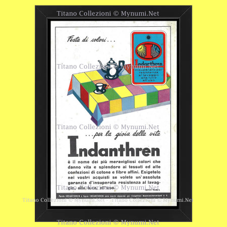 1961 * Original Advertising 'Indanthren - Checkered Tablecloth' Framed
