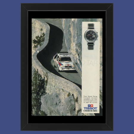 80's * Advertising Original "Tissot, Lancia Delta S4 Martini Racing" Frame