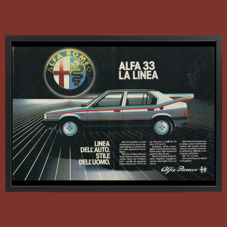 80's * Advertising Original "Alfa Romeo, Alfa 33 La Linea" Frame