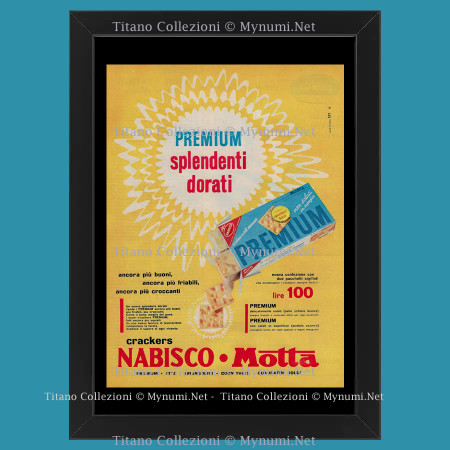 50's * Advertising Original "Nabisco Motta, Cracker Premium Splendenti" Frame