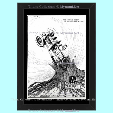 20's * Advertising Original "Fabbrica Automobili Torino, Itala Modello 61" Frame