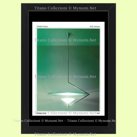 80's * Advertising Original "Fontana Arte, Daniela Puppa, Lampada 2731 Olampia" Frame