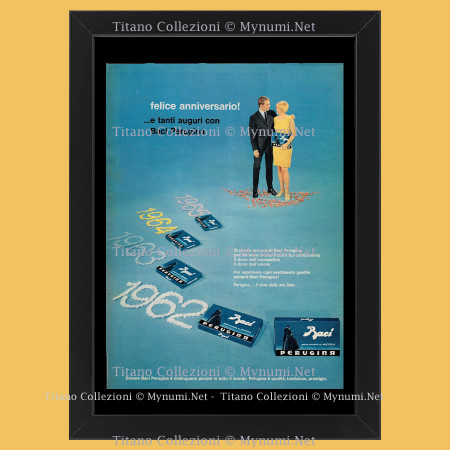 60's * Advertising Original "Baci Perugina, Felice Anniversario" Frame